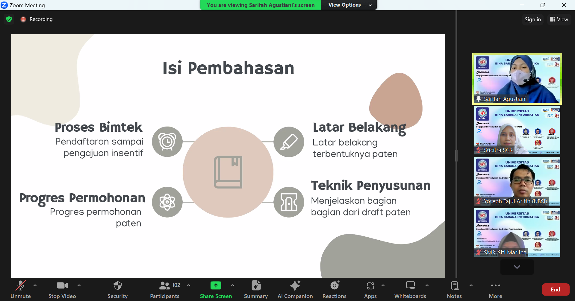 Webinar Pengajuan HKI Penelusuran dan Darfting Paten Sederhana