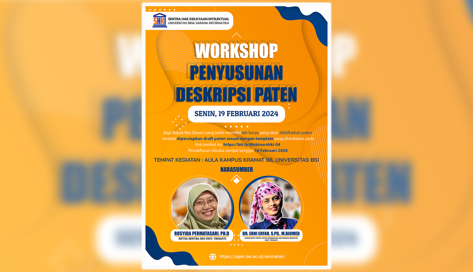 Workshop Penyusunan Deskripsi Paten bagi Dosen Universitas BSI