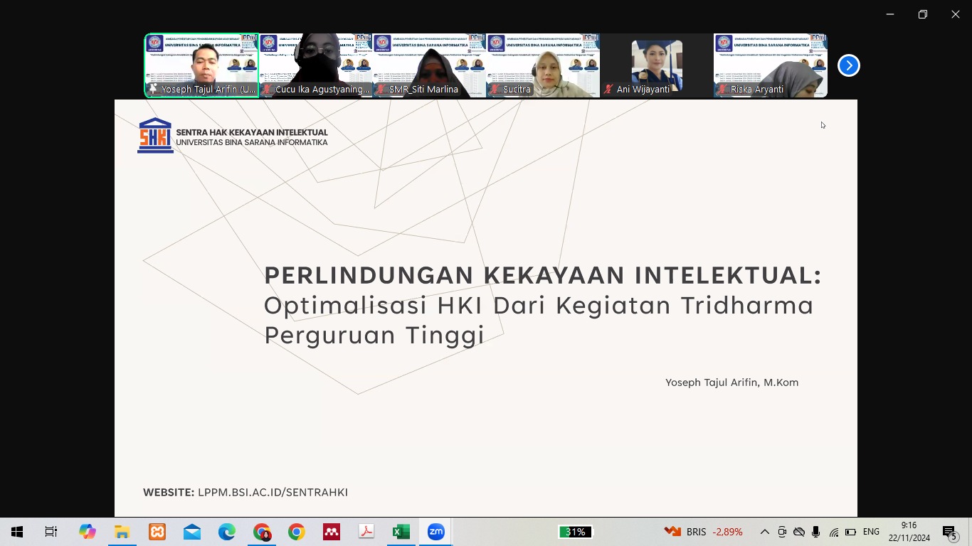 Universitas BSI Tingkatkan Pemahaman Dosen mengenai Kekayaan Intelektual lewat Sosialisasi Sentra HKI